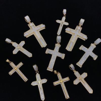 China Hiphop Beiyan Jewelry Most Popular Products 2020 Diamond Cross Stainless Steel 18k Gold Plated Pendant for sale