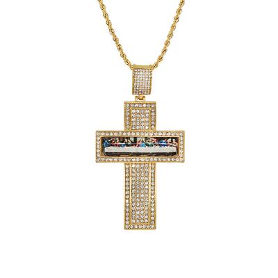 China Hiphop Beiyan Jewelry Best Selling Product Fashion 18k Diamond Last Supper Gold Plated Cross Pendant for sale