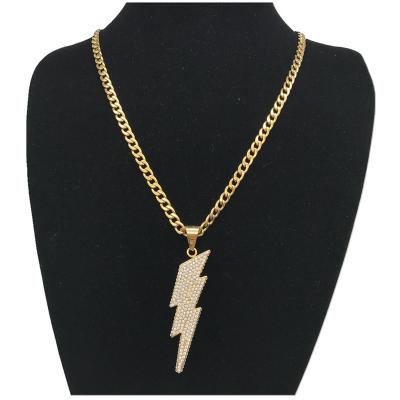 China Hiphop Newcomers 2022 Women Fashion Hip Hop Mens 18k Gold Plated Iced Out Diamond Jewelry Lightning Pendants for sale