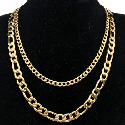 China Beiyan Hiphop Jewelry Best Selling Products Fashion High Quality Stainless Steel 18k Gold Plated Figaro Chain Pendant Necklace for sale