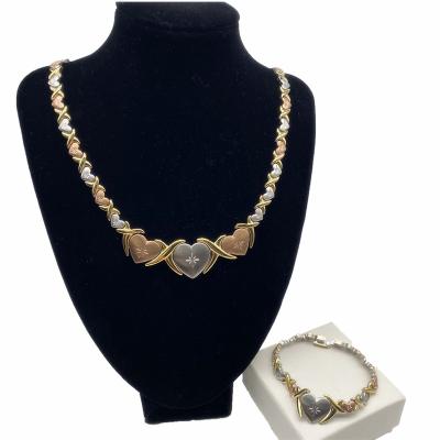 China New Product TRENDY Ideas Women Fashion 18k Gold Plated Stainless Steel Jewelry Sister Heart Necklace Set for sale