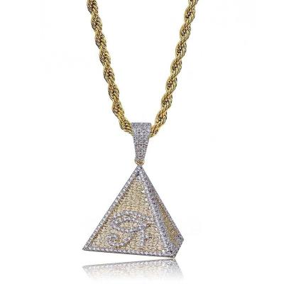 China Trendy Fashion Trendy Popular Pyramid 18k Gold Plated Hip Hop Jewelry Dangle Pendants for sale