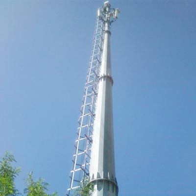 China Hot Dipped Galvanized Single Pole Steel Telecommunication Tower Steel Telecom With Interior Climbing Ladder for sale