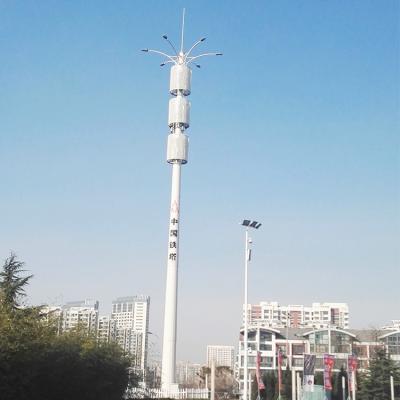 China Hot Dipped Galvanized Steel Communication Antenna Telecom 40m Single Pole Antenna Mast And Tower for sale