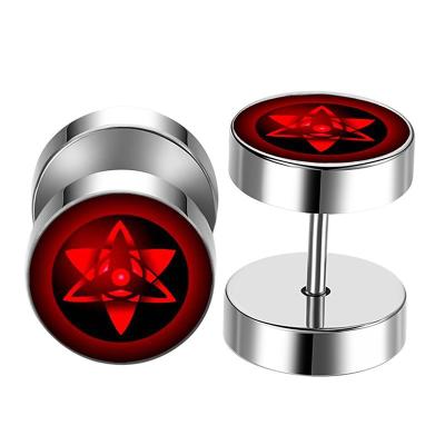 China Trendy Titanium Anime Naruto Stud Earrings Stai10MM Stainless Steel Narutnless Steel Cut Geometric Pattern Earrings Women for sale