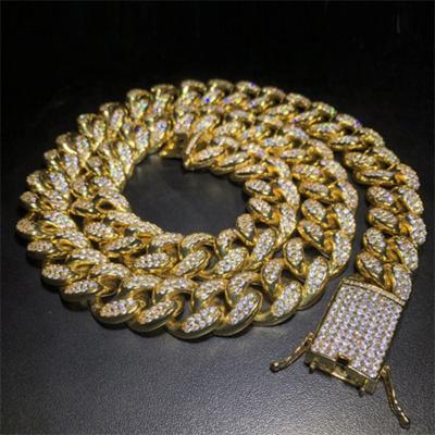 China Hiphop 20mm Chunky Crystal Chain Iced Hip Hop Men's Mix Crystal Cuban Chain Necklace Bling Bling Jewelry for sale