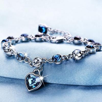 China Exquisite Blue Sapphire Fashion Wedding Gift Jewelry Bracelet Sea Heart TREND Women's Bracelet for sale