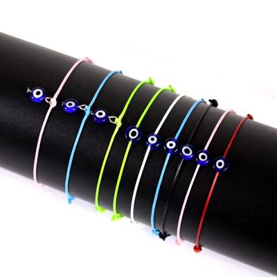 China New CLASSIC Top Selling Blue Lucky Blue Eyes Black Red Rope String Bracelet Charms Simple Design Bracelet For Women Men for sale