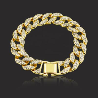 China Hiphop 14mm Hip Hop Jewelry Diamond Iced Out Prong Bracelets For Men's Cuban Link Bracelet Hip Hop Fork for sale