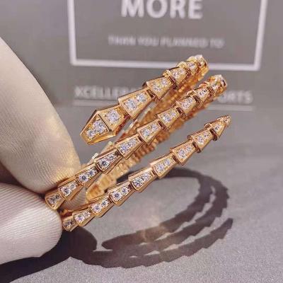 China Luxury Brand Diamond Bangle Bracelet Top Quality 18K Rose Gold Rose Gold Men's Women's Starry Snake Bangle High End Trendy Fashion for sale