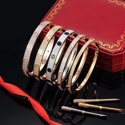 China Silver Couples Full Diamond Rose Gold Bracelet Brand Luxury Diamond Bracelet Love 18k Gold Men's Classic FASHIONABLE Woman Bracelet for sale