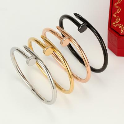 China CLASSIC colorful men's and women's stainless steel nail jewelry bracelet adjustable nail bangle with Zircon bracelet for sale