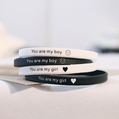 China FASHIONABLE hip-hop simple letter hip-hop tide brand sports silicone bracelet men and women student couples bracelet rubber person for sale