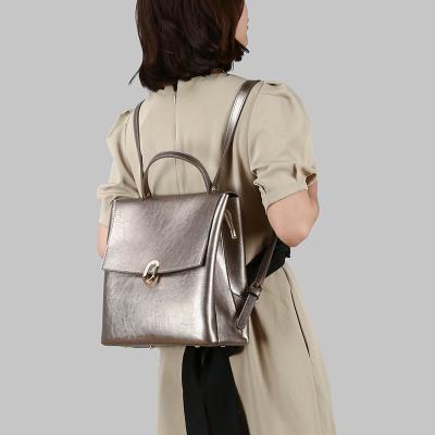 China Shiny Waterproof Vegan PU Soft Travel Backpack Wholesale Women Functional Lady Backpack To Backpack China Leather for sale