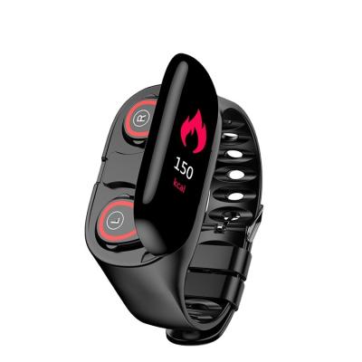 China Smart Wristband M 1 Smart Band TWS Dual Touch Screen Fitness Wireless Stereo BLE Earbuds Watch Heart Rate Blood Pressure Sports 2 in 1 for sale