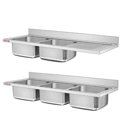 China With Faucet Stainless Steel Double Sink Bench Countertop Factory Restaurant Kitchen Sink Table Top Prices Industrial Commercial Factory for sale