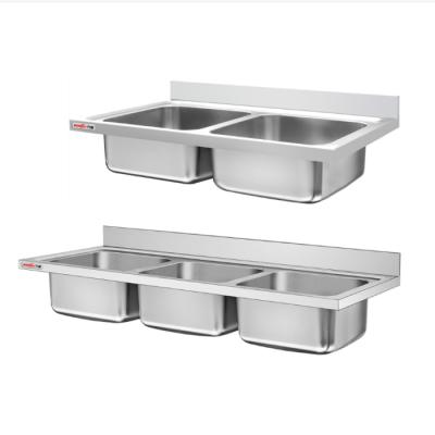 China With Faucet Kitchen Equipment Industrial Stainless Steel 3 Bowls Drop Down Bench Table Top For Restaurant Worktop 3 Compartment Sink for sale