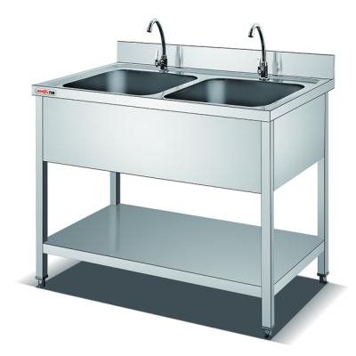 China 201/304 Stainless Steel Restaurant Europe Style Kitchen Double Sink Table Metal Sink Factory Factory Stainless Steel Kitchen Equipment for sale