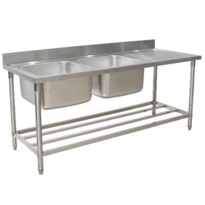 China Without Faucet Hotel Restaurant Catering Hospital School Stainless Steel Worktable With Triple Bowl Kitchen Sink Bench/Large Bowl Sink Table for sale