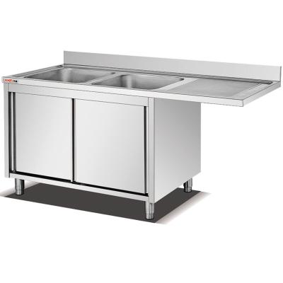 China With Faucet Stainless Steel Sink Cabinet/Single Sink Table With Cabinet/Double Cabinet Sink Bench Factory Price sus 304 for sale