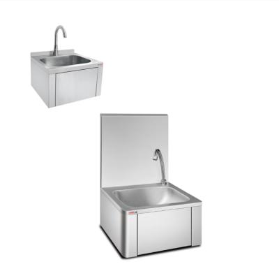 China 201/304 Stainless Steel Restaurant Kitchen Equipment American Style Stainless Steel Hand Sink Prices Metal Wall Mounted Knee Operated Hand Sink for sale