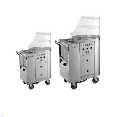 China 201/304 Stainless Steel Restaurant Mobile Gas Fryer KFC Chicken Food Cart Frying Oil/Stainless Steel Chips Fryer Machine for sale