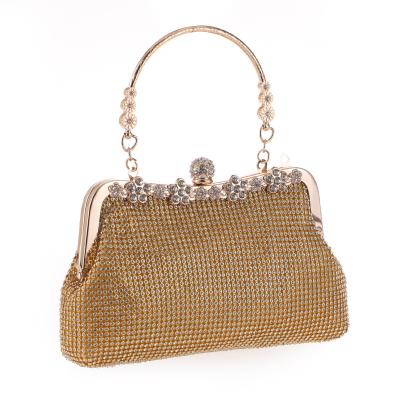 China Fashoion Famous Luxury Designer Handbag Women Clutch Bags Diamond Studded Handle Mold Evening Clutch With Chain for sale