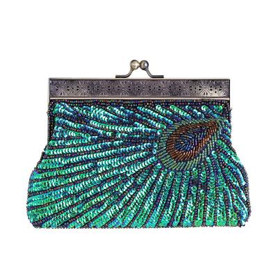 China Fashoion Craft Retro Double Sided Evening Clutch Bag Heavy Beaded Embroidery Bag With Hand Held Evening Clutch Bag for sale