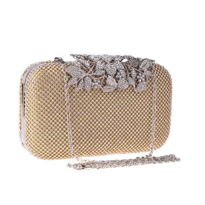 China Luxury Unique Purse (Silver) Party Clutch Evening Bag Gold Rhinestone Bridal Prom for sale