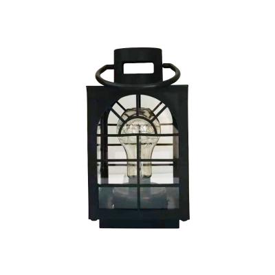 China Courtyard outdoor lawn cheap outdoor small metal light Outdoor LED vintage Storm Black Metal Lantern for sale