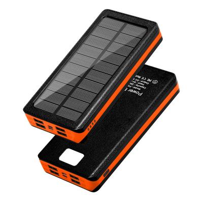 China Amazon Charge New 4USB Solar Panel Produced Large Capacity Solar Power Bank 20000mAh Charger Power Bank With LED Camping Light for sale