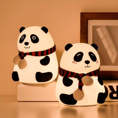 China Wholesale Silicone Folding Panda Colorful Atmosphere Light USB Charging Night Colorful Novelty Tapping Light For Bedroom for sale