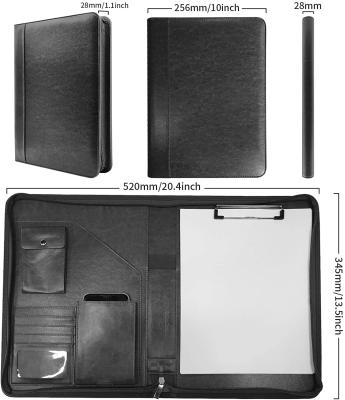 China Newyes Black Interview A5 Legal Document Folder Clip Organizer Folder Notebook and Leather Business Card Holder for sale