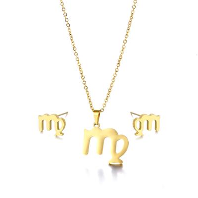 China Newest Stylish Necklace Design Fashion Style Zodiac Necklace Set Horoscope Stainless Steel Necklace for sale