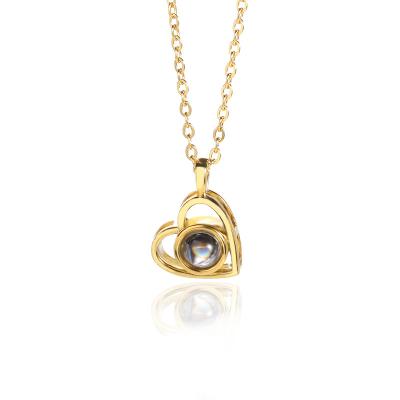 China 2021 Trendy Heart Stone Pendant Necklace 18K Gold Plating Chain Necklace Brass Necklace For Women for sale