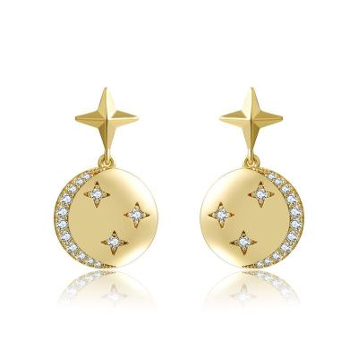 China Fashionable Korean Creative Planet Earring 18K Gold Color Jewelry Round Micro Inlaid With Stars Element Earring for sale