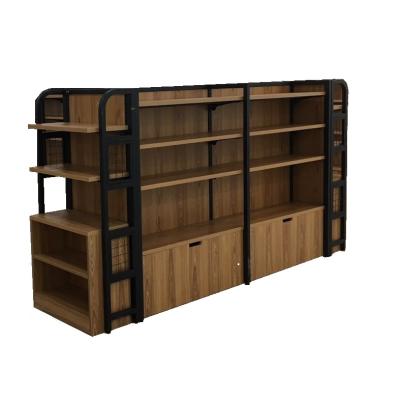 China Store Double Sided Supermarket Wooden MDF Gondola Shelving, Retail Store Design Gondola Shelf for sale