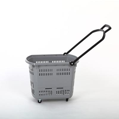 China PP Plastic Shopping Basket With Wheels , Handling Shopping Baskets For Supermarket for sale