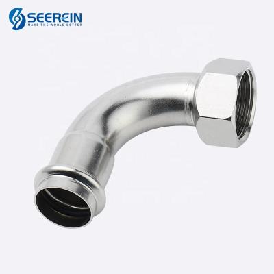 China Water supply stainless steel viega profi-press tooth angle double 90 degree outside thread conversion outside bend thread pipe fittings for sale