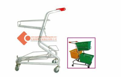 China Cold Metal Double Basket Shopping Cart for sale