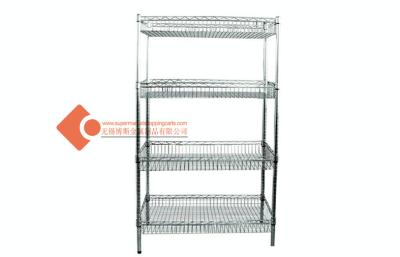 China 4 Tier Wine Metal Wire Steel Shelving With Chrome Plated / Powder Coating for sale