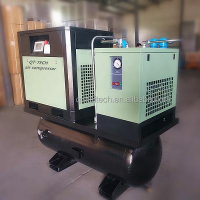 China Lubricated 15hp 11kw Integrated Screw Air Compressor With Dryer With Tank for sale