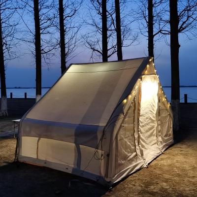 China Outdoor Camping Hot Selling Big Luxury Straight Tying Type Extend Inflatable Cotton Air Pole Glamping Tent for sale