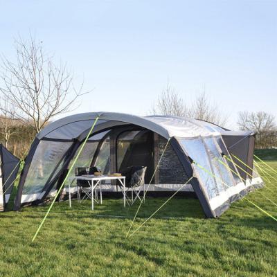 China Straight Bracing Type Custom 5-6 Persons Luxury Large Outdoor Camping Glamping Extend Inflatable Air Pole Tent for sale