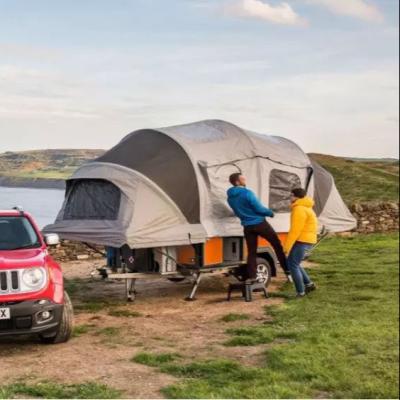 China Straight Tethering Type Polyester Cotton Canvas Single Hard Floor Camper Trailer Tent No Trailer Included for sale