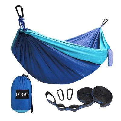 China Modern Portable Camping 210T Parachute Nylon Fabric Hammock Color Matching Outdoor Double Swing Hammock for sale