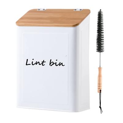 China Sustainable Laundry Fiber Bin Magnetic Wall Mounted Reading Brush Fiber Box Holder With Bamboo Lid for sale