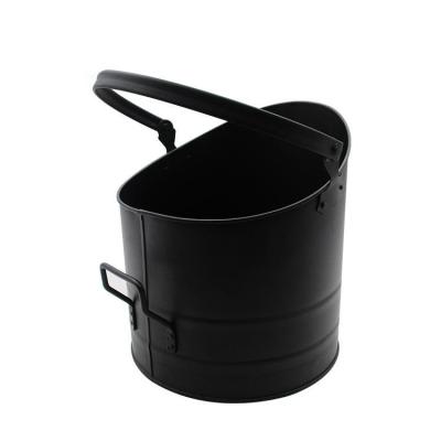 China Household Cleaning Custom Fireplace Baskets Iron Powder Coating Galvanized Black Charcoal Fire Bucket With Handle for sale