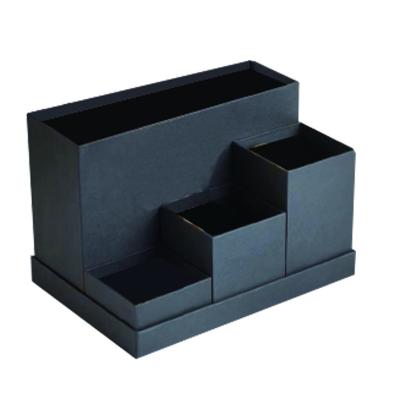 China Hot Selling Calendar Card Board Pen Holder Accessories Folding Paper Desk Organizer Storage Box Set Dark Gray for sale