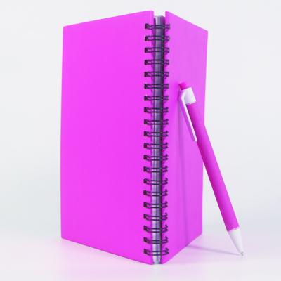 China Promotion Black Hard Cover Spiral Notebook with Matching Gel Pen Solid Color Gift Diary Pink for sale